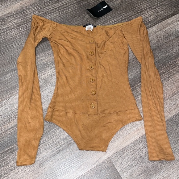 NWT Fool In Love Off Shoulder Bodysuit - Mustard - Picture 2 of 6